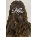 DesaAccessories Pembe Kristal Ve Zirkon Taşlı Gelin, Nişan Saç Aksesuarı