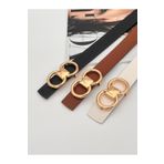 Descoin 3'lü Set İtal Gold Tokalı Kadın Kemeri,Elbise Kemeri,Gömlek Kemeri,Pantolon Kemeri,Ceket Kemeri