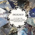 DESEACO Renkli Mermer Karalama Defteri Kağıt Pedi 6 x 6 - Siyah Mavi Mor Altın Desenli Kağıt Scrapbooking Kartı Stoku, Dekoratif El İşi Origami Kağıt Önemsiz Günlüğü, Tek Taraflı Dekopodge Kağıt