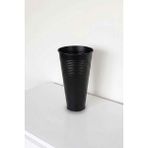 Desen Dekorasyon Uzun Metal Saksı & Vazo - 40 cm Ofis ve Ev Için Modern Çok Amaçlı Saksılık (21X11/40 Cm) - Siyah
