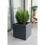 Desen Dekorasyon Zenith 30 cm Kare Küp Metal Saksı - Iç & Dış Mekan Modern Dekoratif Saksılık (30X30X30 Cm) - Antrasit