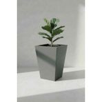 Desen Dekorasyon Zenith 40 cm Dikey Metal Saksı - Iç ve Dış Mekan Modern Dekoratif Saksılık (40X30/20 Cm) - Gri