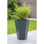 Desen Dekorasyon Zenith 60 cm Dikey Altıgen Saksı - İç ve Dış Mekan Modern Metal Saksılık (60x40x26 cm) - Antrasit