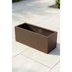Desen Dekorasyon Zenith 80x27x29 cm Metal Yatay Dikdörtgen AcıKahve Saksılık - İç ve Dış Mekan Modern Saksı - Soft Kahverengi