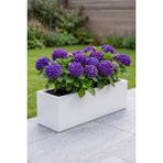 Desen Dekorasyon Zenith 97x27x28 cm Yatay Dikdörtgen Beyaz Saksılık - İç & Dış Mekan Modern Metal Saksı