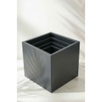 Desen Dekorasyon Zenith Dörtlü Set Kare Küp Metal Saksı - Iç & Dış Mekan Modern Dekoratif Saksılık (25, 30, 35, 40) - Antrasit