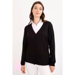 Desen Kadın V Yaka Uzun Kol Oversize Ceket - Günlük & İş