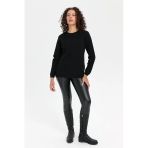 Desen Minimalist Yuvarlak Yaka Uzun Kol Kadın Kazak - Günlük & Şık