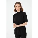 Desen Triko 02420345 Siyah Yarım Balıkçı Kadın Bluz