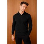 Desen Triko 02421601 Siyah Basic Polo Yaka İnce Triko Erkek Kazak