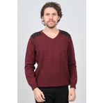 Desen Triko 0246538 Bordo V Yaka Yün Erkek Kazak