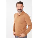 Desen Triko 21601 Basic Polo Yaka İnce Triko Camel Erkek Kazak