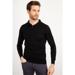 Desen Triko 21601 Basic Polo Yaka İnce Triko Siyah Erkek Kazak
