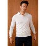 Desen Triko 21601 Kemik Basic Polo Yaka İnce Triko Erkek Kazak