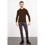 Desen Triko 21601 Koyu Kahve Basic Polo Yaka İnce Triko Erkek Kazak