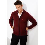 Desen Triko 22523 Bordo Erkek Pike Dokuma Fermuarlı Cepli Triko Mont