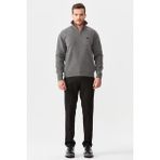 Desen Triko 22570 Füme Fermuarlı Yaka Klasik Yün Erkek Kazak