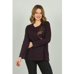 Desen Triko 4524 Mor Kadın Bluz
