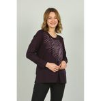 Desen Triko 4541 Mor Kadın Bluz