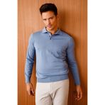 Desen Triko Basic Polo Yaka İnce Triko Kazak, M, 21601, H. Mavi, Erkek