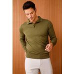 DESEN TRİKO Erkek Basic Polo Yaka İnce Triko Kazak Haki Beden;4XL dsnNM1618