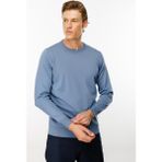 Desen Triko Erkek Basic Sıfır Yaka Ince Triko Kazak H.mavi - 2XL