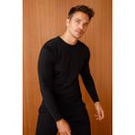 Desen Triko Erkek Basic Sıfır Yaka Ince Triko Kazak Siyah - 4XL