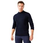 Desen Triko Erkek Basic Yarım Balıkçı İnce Triko Kazak 02421604 Koyu Lacivert XXL