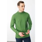 Desen Triko Erkek Basic Yarım Balıkçı Ince Triko Kazak K.yosun - 3XL