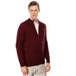 Desen Triko Erkek Dik Yaka Baklava Desenli Yün Ceket Bordo Beden;2XL,Renk;Bordo