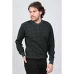 Desen Triko Erkek Düğmeli Yarım Balıkçı Desenli Saf Yün Kazak 0246571 Yeşil - 2XL