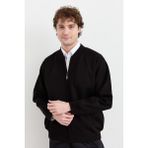 Desen Triko Erkek Hakim Yaka Çelik Örgü Astarlı Yün Mont Siyah - 2XL - 3XL