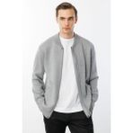 Desen Triko Erkek Hakim Yaka Çelik Örgü Triko Yün Ceket Füme - 2XL - 3XL