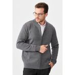 Desen Triko Erkek Hakim Yaka Çelik Örgü Triko Yün Ceket Füme - XL