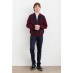 Desen Triko Erkek Hakim Yaka Kareli Pike Dokuma Mont Bordo - 2XL - 3XL