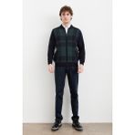 Desen Triko Erkek Hakim Yaka Kareli Pike Dokuma Mont K.lacivert - 2XL - 3XL - Lacivert-NV164