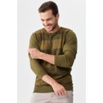 Desen Triko Erkek Önü Desenli Yün Kazak 2611 Haki - 2XL