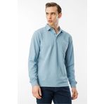 Desen Triko Erkek Polo Yaka Cepli Uzun Kollu Sweatshirt H.Mavi