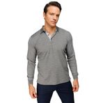 DESEN TRİKO Erkek Polo Yaka Desenli Uzun Kollu Sweatshirt Siyah Beden;2XL,Renk;Siyah dsnNM9451