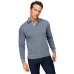 DESEN TRİKO Erkek Polo Yaka Kare Desenli Uzun Kollu Sweatshirt Füme Beden;S,Renk;Füme dsnNM9434