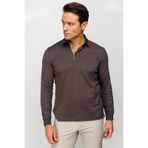 DESEN TRİKO Erkek Polo Yaka Kare Desenli Uzun Kollu Sweatshirt Kahve Beden;3XL,Renk;Kahve dsnNM9425