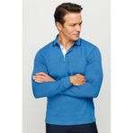DESEN TRİKO Erkek Polo Yaka Kare Desenli Uzun Kollu Sweatshirt Saks Beden;L,Renk;Saks dsnNM9413