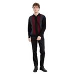 Desen Triko Erkek Polo Yaka Önü Desenli Yün Kazak Siyah Beden;2XL,Renk;Siyah