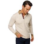 DESEN TRİKO Erkek Polo Yaka Tüy Desenli Sweatshirt Bej Beden;3XL,Renk;Bej dsnNM9600