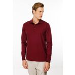 Desen Triko Erkek Polo Yaka Uzun Kollu Sweatshirt Bordo Beden;4XL,Renk;Bordo