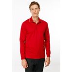 Desen Triko Erkek Polo Yaka Uzun Kollu Sweatshirt Kırmızı Beden;L,Renk;Kırmızı