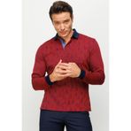 DESEN TRİKO Erkek Polo Yaka Yelken Desenli Sweatshirt Bordo Beden;4XL,Renk;Bordo dsnNM9559