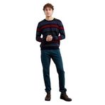 DESEN TRİKO Erkek Sıfır Yaka Renkli Çizgili Klasik Yün Kazak K.Lacivert Beden;2XL,Renk;K.Lacivert dsnNM7261