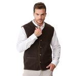 DESEN TRİKO Erkek V Yaka Keçe Aksesuarlı Pike Dokuma Yün Yelek K.Kahve Beden;XL,Renk;K.Kahve dsnNM4814