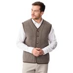 DESEN TRİKO Erkek V Yaka Keçe Aksesuarlı Pike Dokuma Yün Yelek Vizon Beden;3XL,Renk;Vizon dsnNM4794